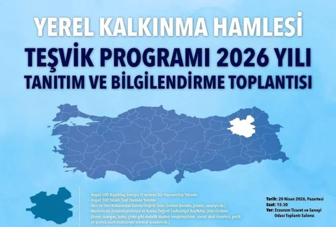 Yerel kalkınma hamlesi teşvik programı Erzurum’da tanıtılacak